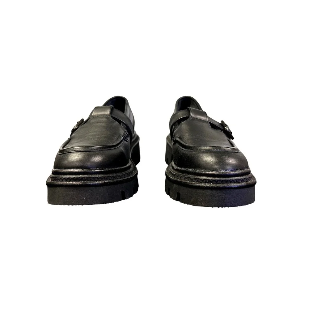 Circus NY by Sam Edelman Ivy Black T-Strap Lug Sole Loafers Womens 10 Platform